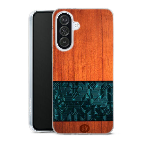 Coque Samsung Galaxy A56 5G Natural Wooden Wood Bamboo | Housse silicone, antichocs, protection optimale - Motif floral