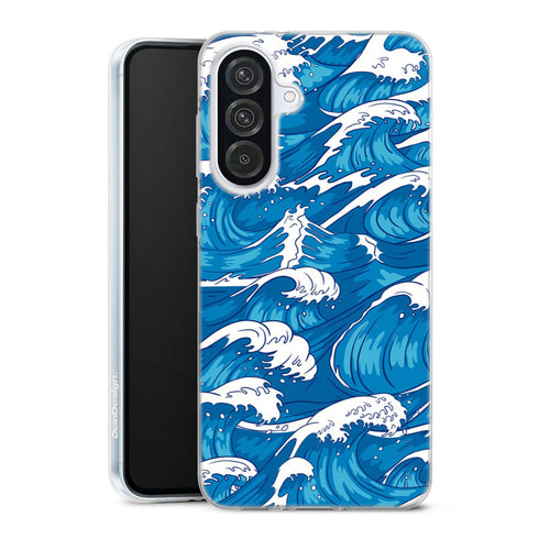 Coque Samsung Galaxy A56 5G Storm Waves Seamless Pattern Ocean | Housse silicone, antichocs, protection optimale - Motif floral