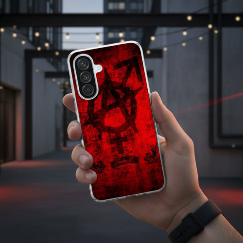 coque téléphone antichoc pas chère à offrir, design aesthetic rouge et noir pour Samsung galaxy a56 5G