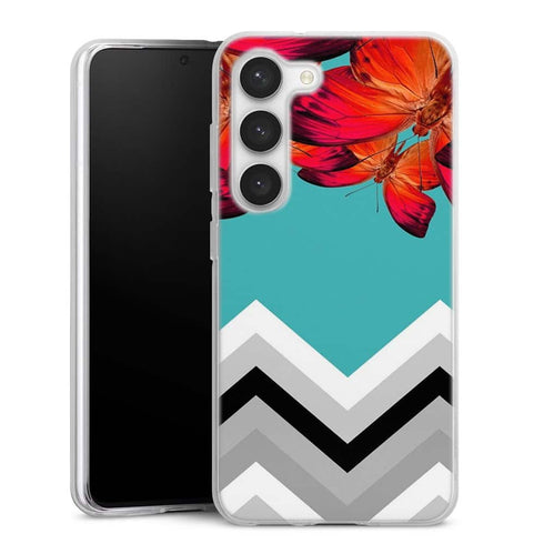 Coque pour Samsung S23 Papillon Aurore et Chevrons