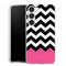Coque pour Samsung S23 Chevrons Colorés Rose et Noir