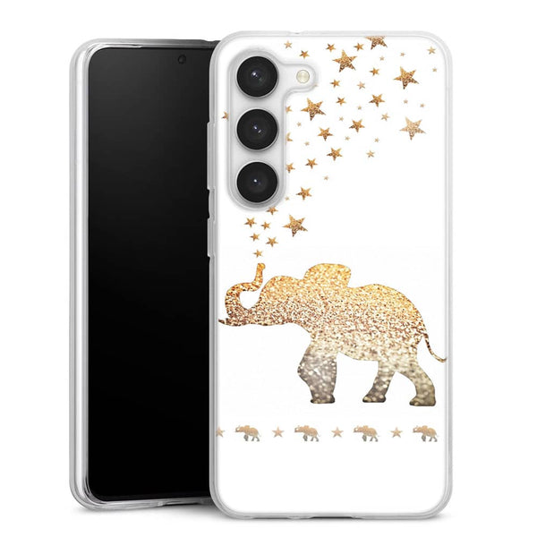 Coque Samsung Galaxy S23 Gatsby gold glitter elephant