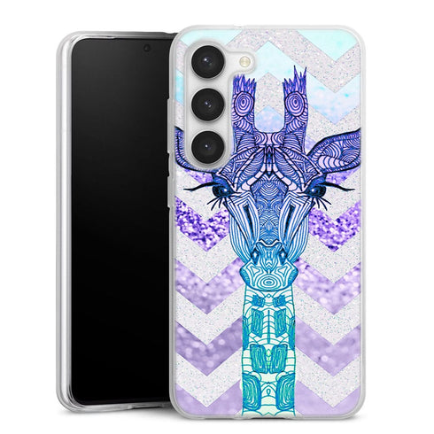 Coque Samsung Galaxy S23 Glitter Girafe Bleu