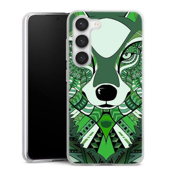 Coque Samsung Galaxy S23 Loup Vert Azteque