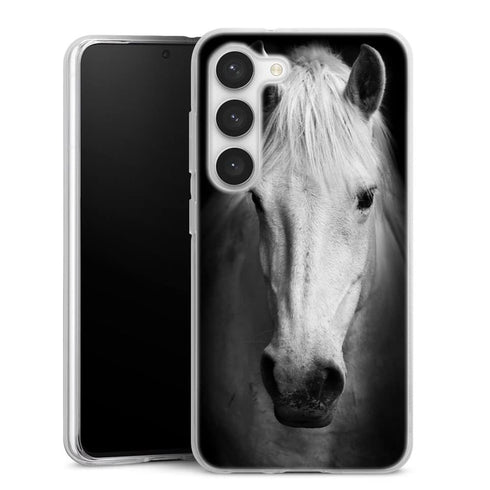 Coque Samsung Galaxy S23 Tete de Cheval Noir et Blanc