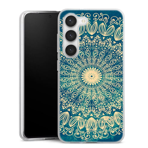 Coque pour Samsung S23 Blue organic boho mandala