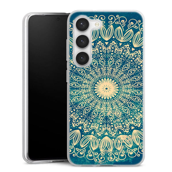 Coque pour Samsung S23 Blue organic boho mandala