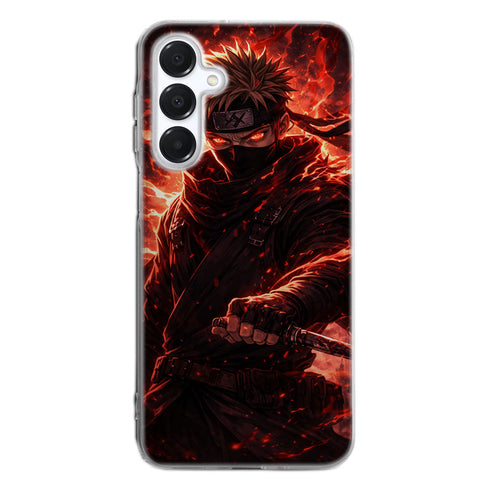 Coque personnalisée manga made in France pour téléphones Samsung design Ninja enflammé Naruto Rouge