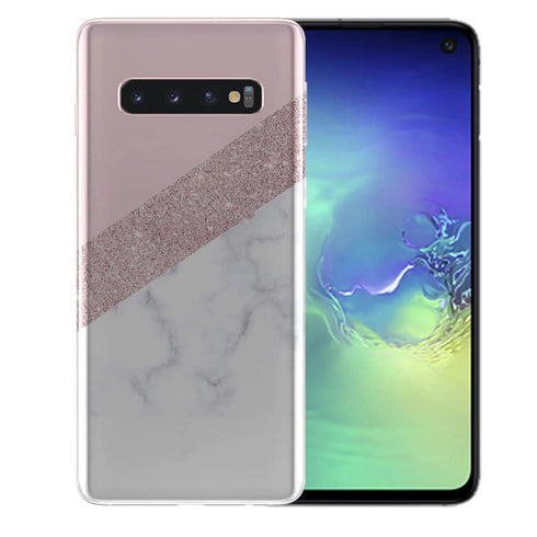 Coque portable S10 Marbre Paillettes Roses, en Silicone