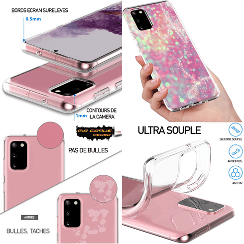 Coque Personnalisée Samsung S20 Dégradé Paillettes Roses
