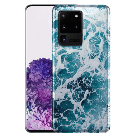 Coque portable Samsung S20 Ultra effet Marbre Bleu