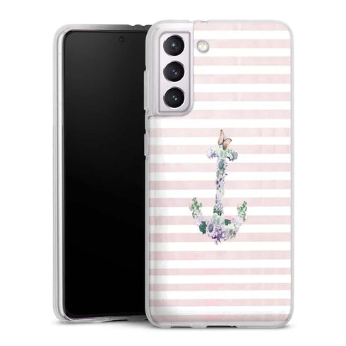 Coque Samsung Galaxy S21, Galaxy S21 Plus floral anchor in pink