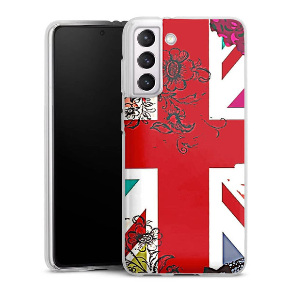 Coque Samsung Galaxy S21, Galaxy S21 Plus union Jack à Fleurs