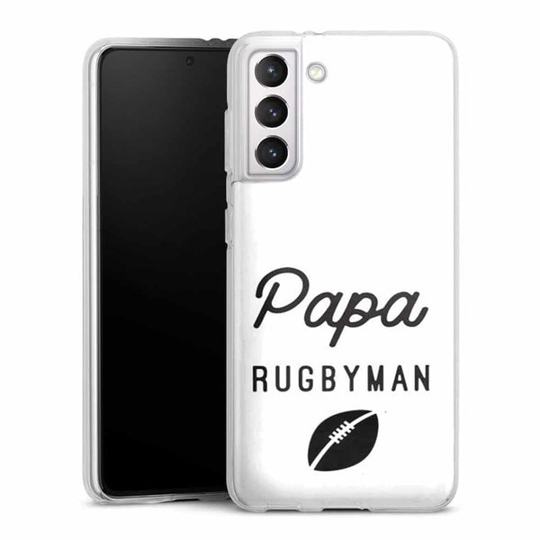 Coque Samsung Galaxy S21, Galaxy S21 Plus papa Rugbyman, idée cadeau fête des peres