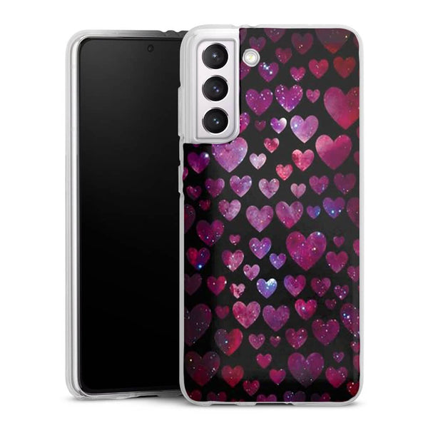Coque Samsung Galaxy S21, Galaxy S21 Plus space hearts
