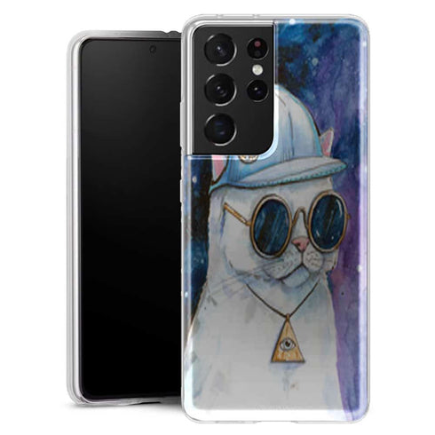 Coque Samsung Galaxy S21 Chat Hipster - MaCoquePerso