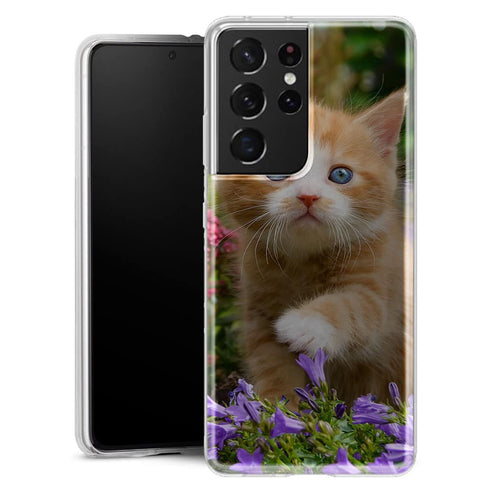 Coque Samsung Galaxy S21 Flowery Garden Lovely and enchanting cat - MaCoquePerso