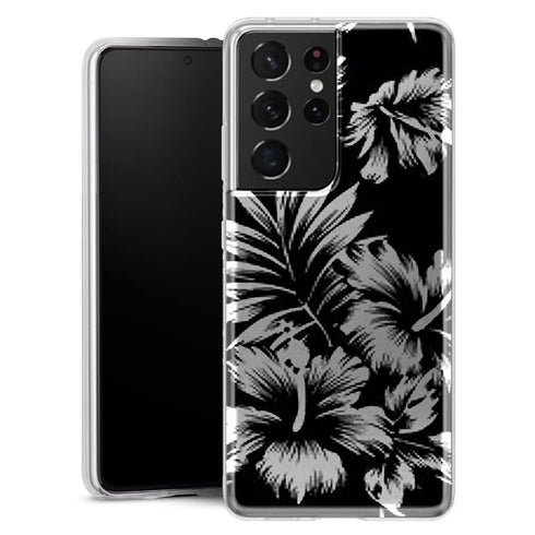 Coque pour Samsung Galaxy S21 Fleurs Sauvages Noires - MaCoquePerso