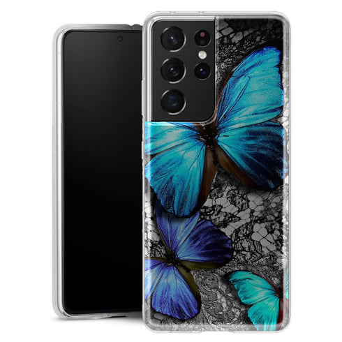 Coque Samsung Galaxy S21 Papillon Turquoise - MaCoquePerso