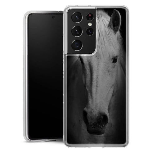Coque Samsung Galaxy S21 Tete de Cheval Noir et Blanc - MaCoquePerso