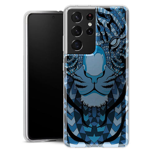 Coque Samsung Galaxy S21 Tigre Bleu Aztec - MaCoquePerso