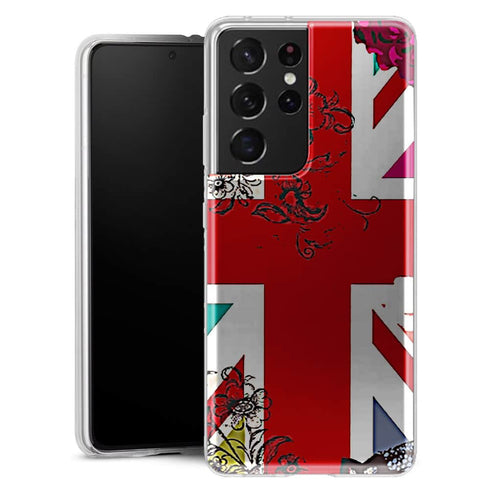 Coque pour Samsung Galaxy S21 Union Jack Flowers - MaCoquePerso