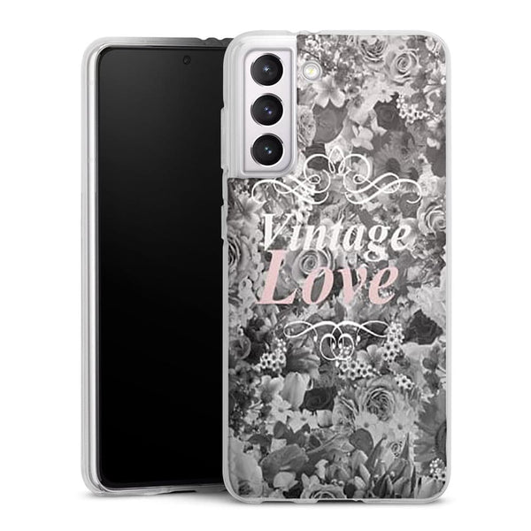 Coque Samsung Galaxy S21, Galaxy S21 Plus vintage love in black , à feuillage tropical