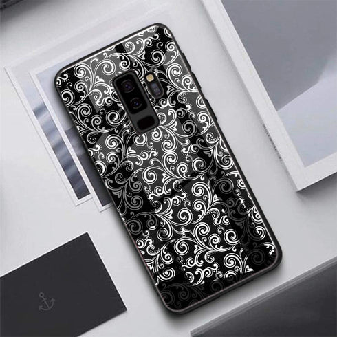 Black and white Swirls | Coque Samsung S9 | Etui pour Samsung S9, S9 Plus | Housse Gel Silicone Motif Crossing - MaCoquePerso