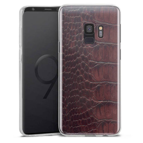 Coque pour Samsung S9, S9 Plus Cuir de Crocodile Rouge en Silicone