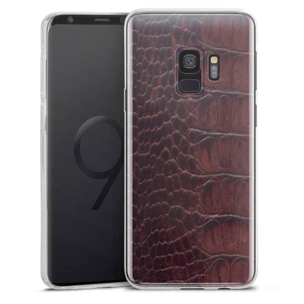 Coque pour Samsung S9, S9 Plus Cuir de Crocodile Rouge en Silicone