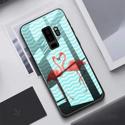 Flamingo Love | Coque portable Samsung S9 | Etui pour Samsung S9+ | Housse Gel Silicone, Verre | Motif Amour - MaCoquePerso