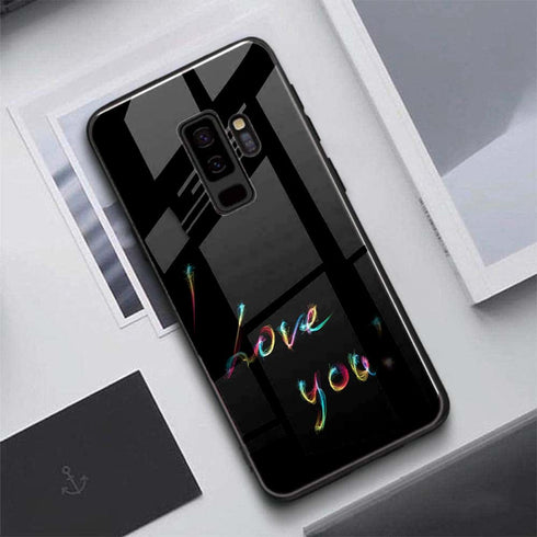 Coque anti rayures Samsung S9 en Verre Trempé I Love You