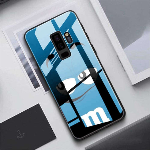Coque Hybride Samsung S9 de Verre Trempé design M&M's Bleu