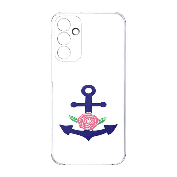 Coque Samsung Galaxy A15 5G ancre florale bleu marine et rose