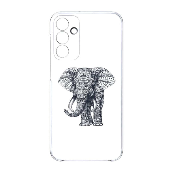 Coque Samsung Galaxy A15 5G Noir dessin Blanc Elephant