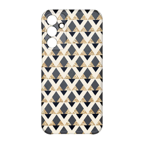 Coque pour Samsung A15 5G Glitter triangles in gold black and nude
