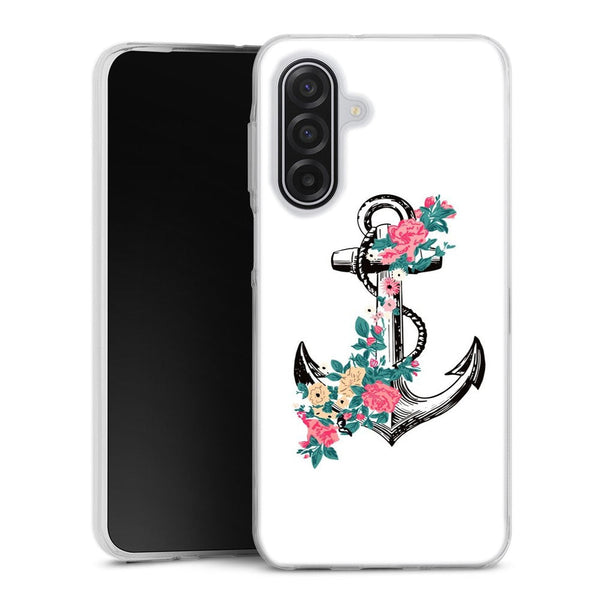 Coque Samsung Galaxy A17 5G ancre florale rose | Housse silicone, antichocs, protection optimale - Motif floral