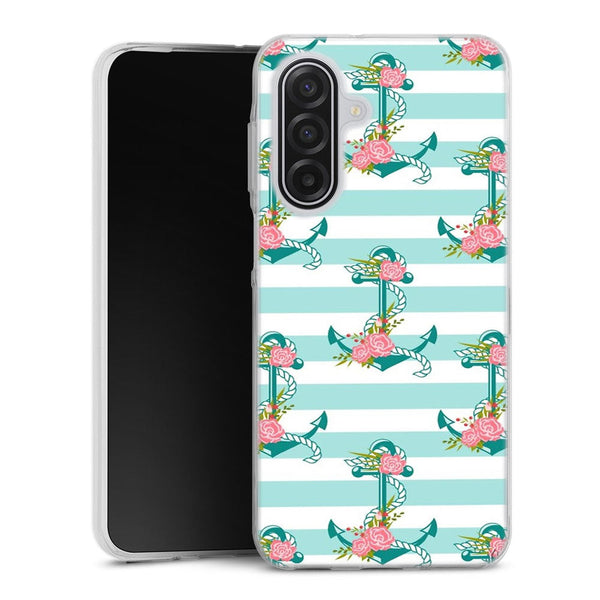 Coque Samsung Galaxy A17 5G ancres et fleurs | Housse silicone, antichocs, protection optimale - Motif floral