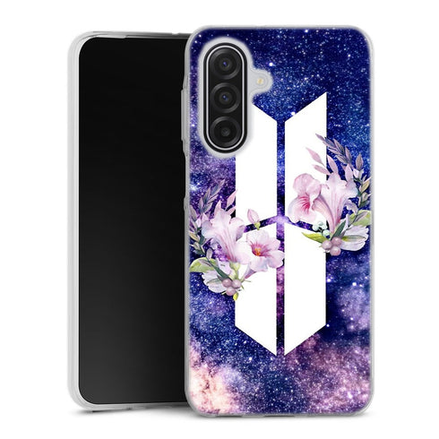 Coque Samsung Galaxy A17 5G BTS Army galaxy fleurs | Housse silicone, antichocs, protection optimale - Motif floral