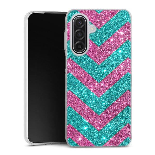 Coque pour Samsung A17 5G Chevrons Strass Violet Rose