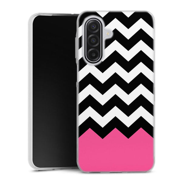 Coque pour Samsung A17 5G Chevrons Colorés Rose et Noir