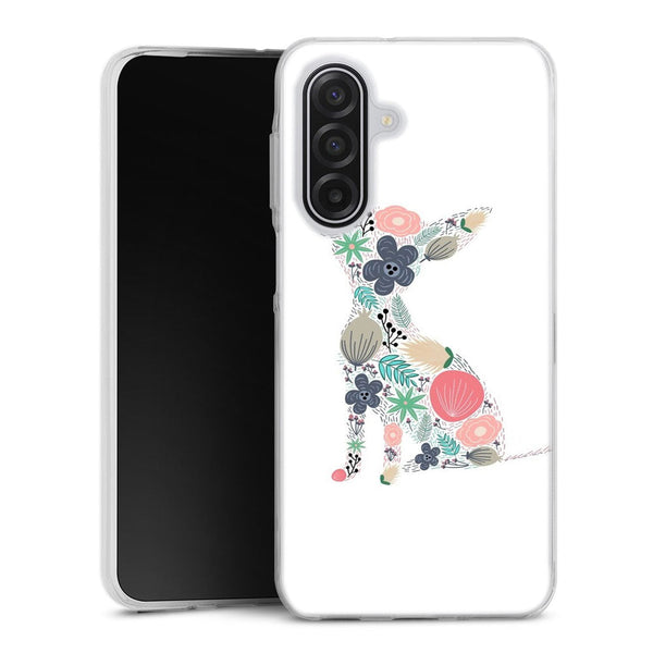 Coque Samsung Galaxy A17 5G Chihuahua floral | Housse silicone, antichocs, protection optimale - Motif floral Chiot