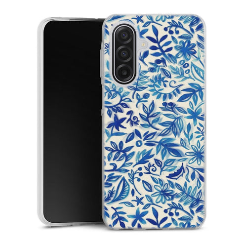 Coque Samsung Galaxy A17 5G Jardin flottant motif aquarelle en bleu | Housse silicone, antichocs, protection optimale - Motif floral