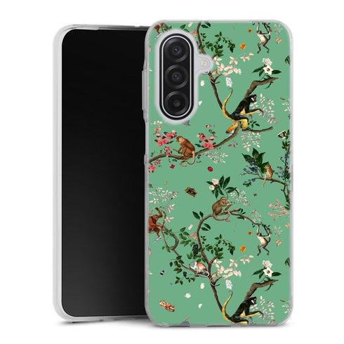 Coque Samsung Galaxy A17 5G Monde des singes vert | Housse silicone, antichocs, protection optimale - Motif floral