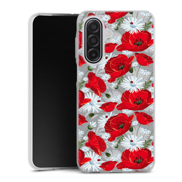 Coque Samsung Galaxy A17 5G Motif de fleur rouge | Housse silicone, antichocs, protection optimale - Motif floral