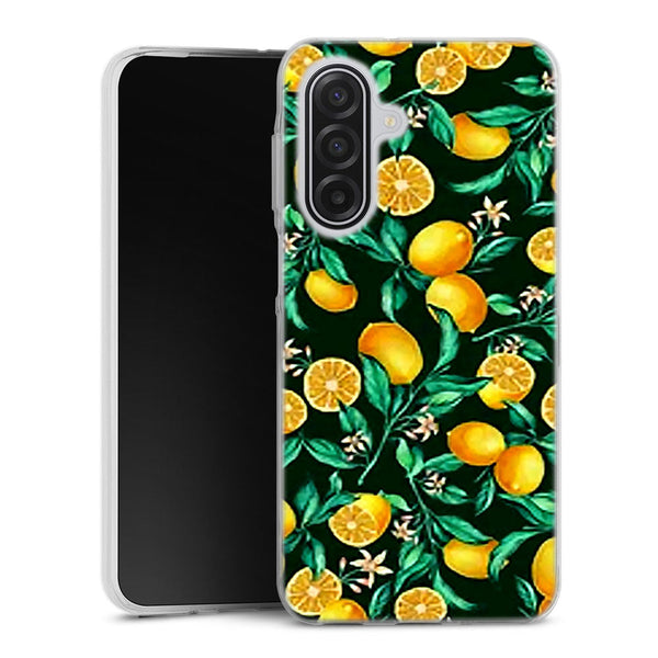 Coque Samsung Galaxy A17 5G Orange sur Fond Noir | Housse silicone, antichocs, protection optimale - Motif floral