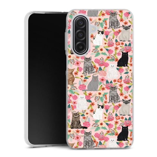 Coque Samsung Galaxy A17 5G Racesde chats mixtes florales