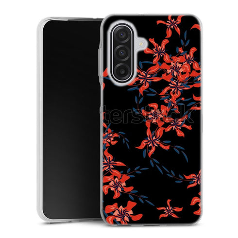 Coque Samsung Galaxy A17 5G Rouge en Noir | Housse silicone, antichocs, protection optimale - Motif floral