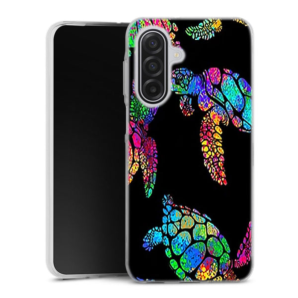 Coque Samsung Galaxy A17 5G Tortue de mer avec des fleurs | Housse silicone, antichocs, protection optimale - Motif floral