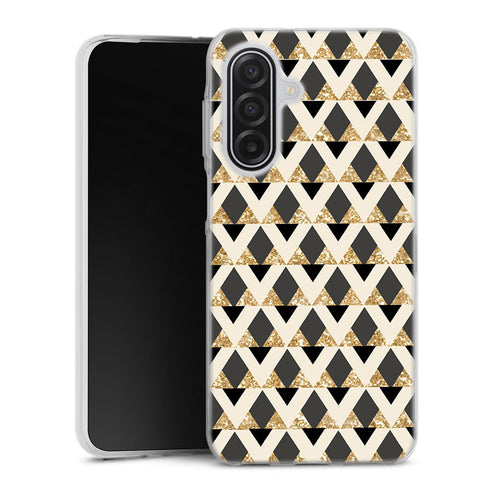 Coque pour Samsung A17 5G Glitter triangles in gold black and nude